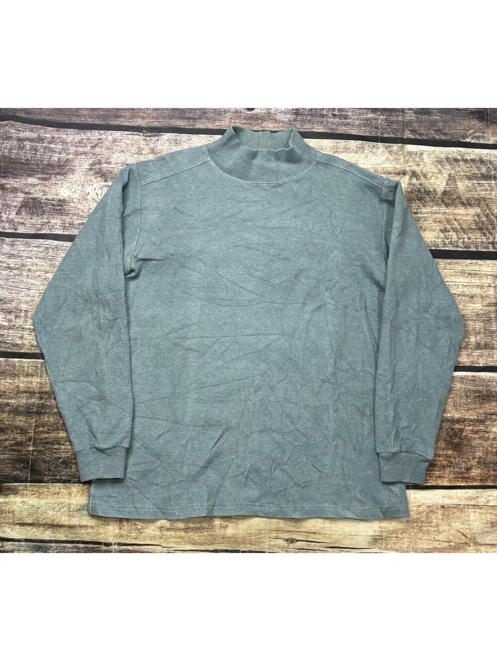 90s LL Bean Freeport Maine Sweater Mens Medium Cotton Made in USA Mock Neck